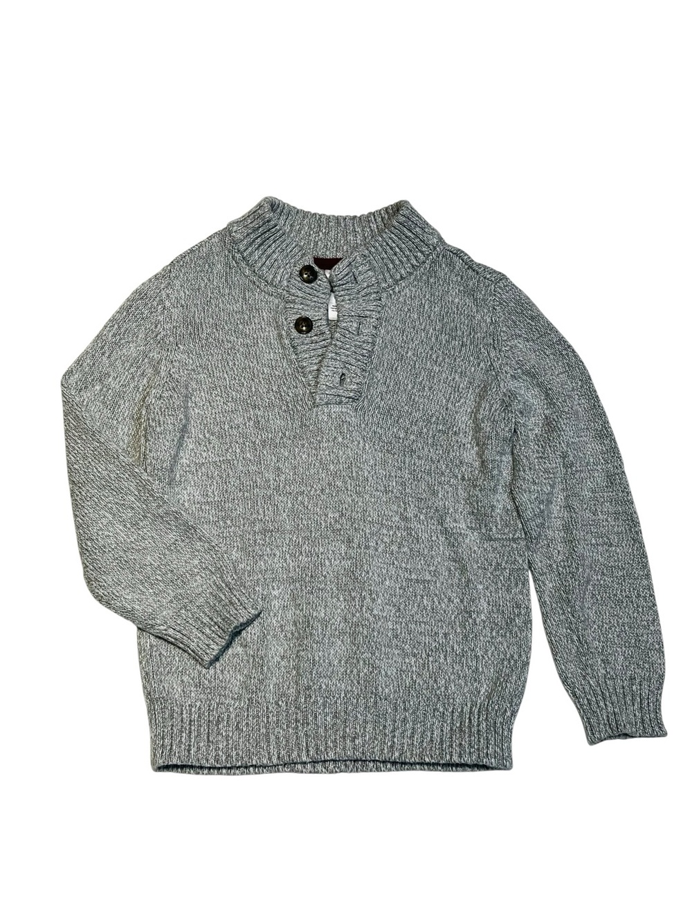 Carter's boys 4Y Gray Button-Neck Knit Cotton Sweater